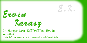 ervin karasz business card